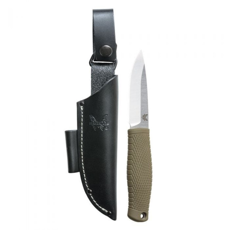 Benchmade Puukko Ranger Green Santoprene Handle Satin Drop Point Fixed Blade - Image 2